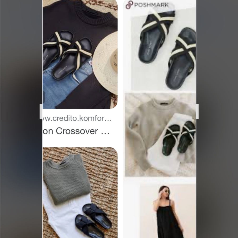Jenni Kayne Black and Cream Criss-Cross Sandals - Picture 7 of 12
